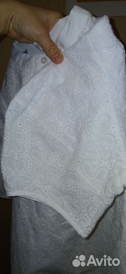 Платье белое шитьё цветы хлопок