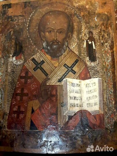 Старинная икона Николая Чудотворца
