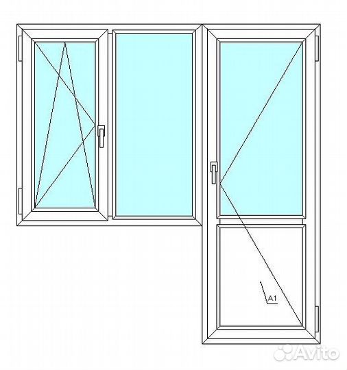 Балконный блок veka WHS60, 2-кам. с/п, 1800x2200