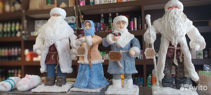 Ватные игрушки,дед мороз,снегурочка