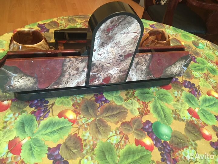 Настольные часы из яшмы И бронзы - винтаж 49 см