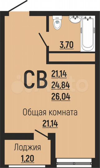 Квартира-студия, 26 м², 23/24 эт.