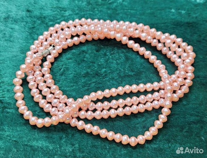 Бусы розовый цвет под Жемчуг бусина 6 мм / 120 см