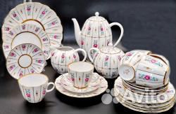 Кофейный фарфоровый сервиз Пионы лфз. 6 пер. 22 п