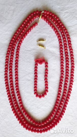 Бусы. Коралл. СССР. (160 см.)