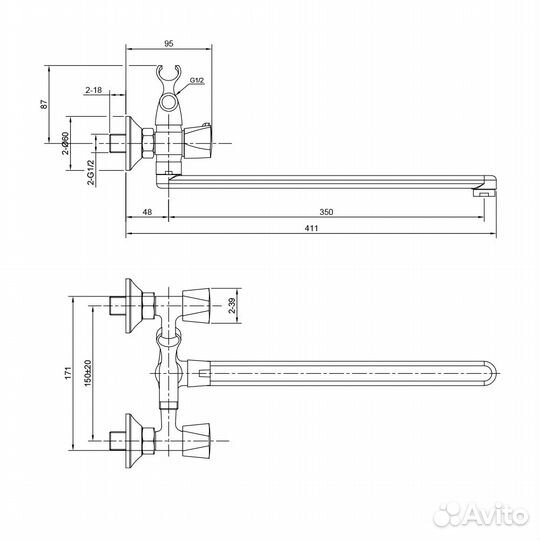 Смеситель для ванны WesnaArt teplo TEP04-320, хром