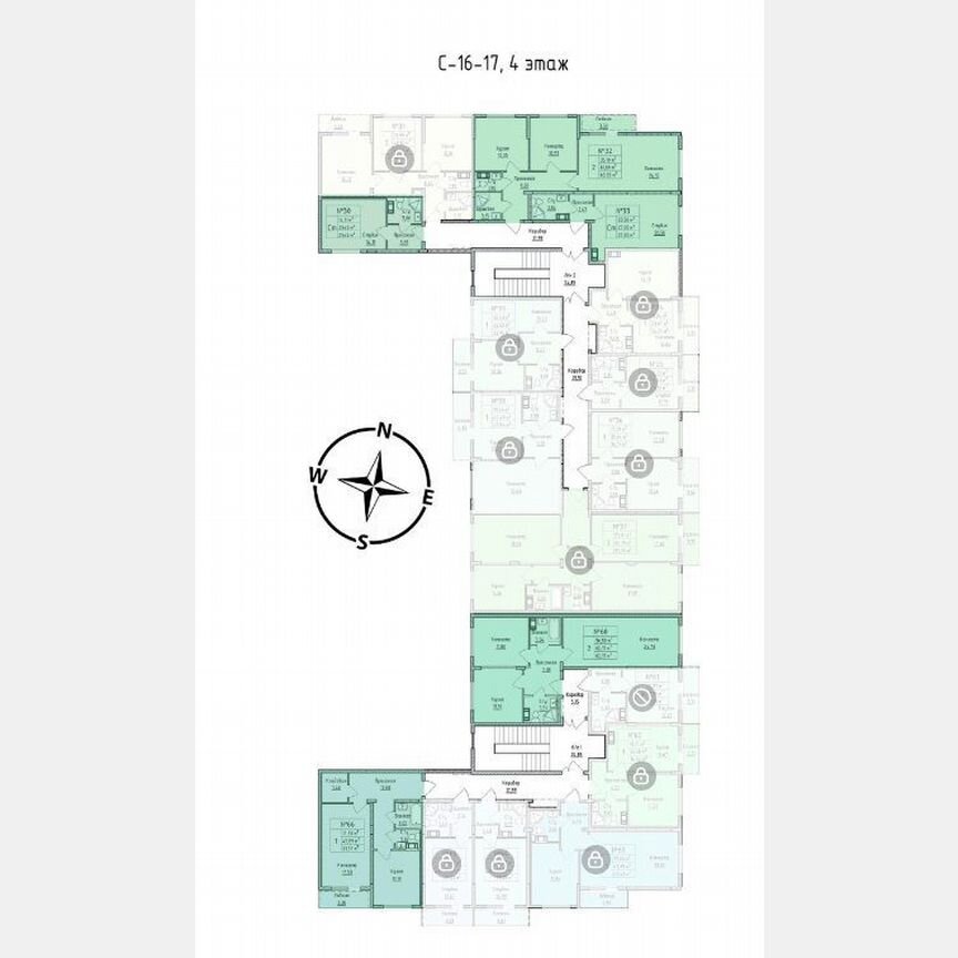1-к. квартира, 51,6 м², 4/4 эт.