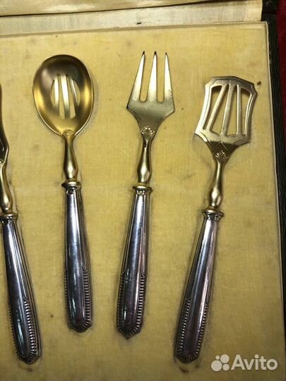 Набор для десерта. Серебро позолото начало 20го ве