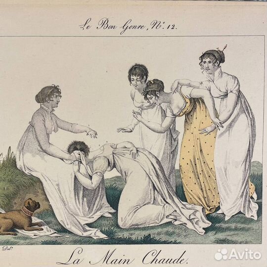 Антикварный эстамп «Сцена N 12. Тепло рук»