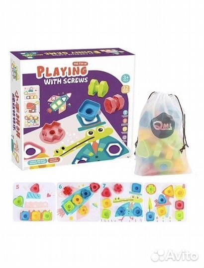 Конструктор мозайка с болтами и гайками