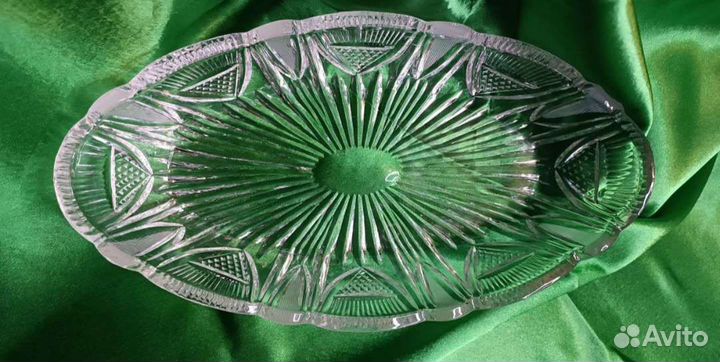 Ваза для фруктов овальная, хрусталь, СССР 70-90г