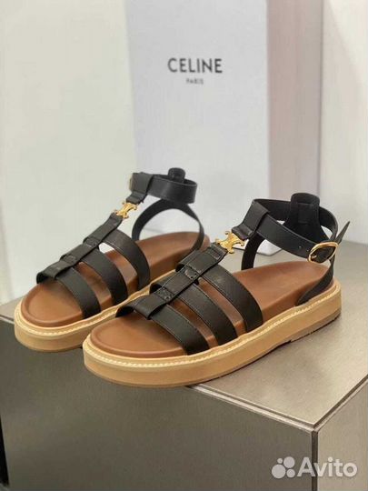 Босоножки celine, черный, премиум