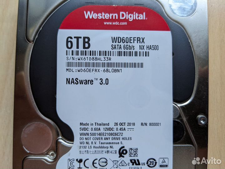 Жёсткий диск HDD WD Red 6TB WD60efrx