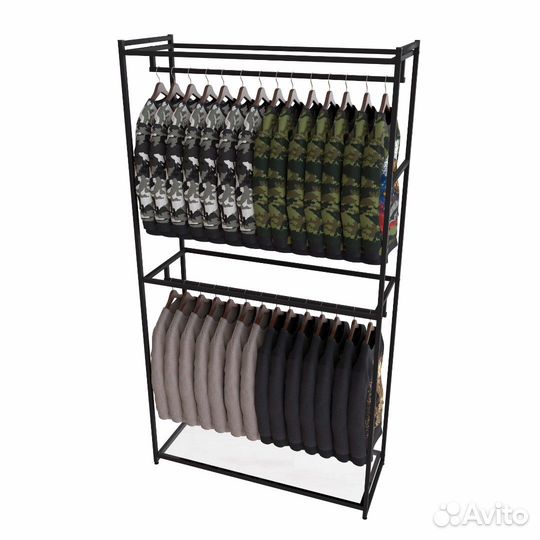 Стеллаж для одежды в стиле Лофт aс22120-04-Ч со ст