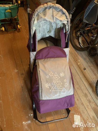 Санки коляска с 4 колесами