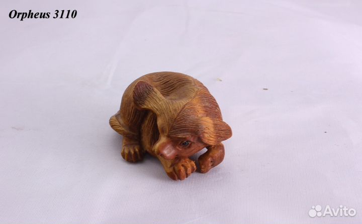 Статуэтка Собака - Нэцкэ из Дерева Самшит, ru*55