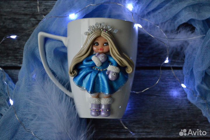 Кружки с куколками из полимерной глины