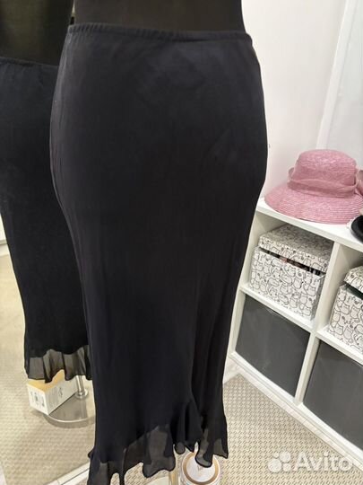 Шелковая винтажная юбка, косой крой 44 46