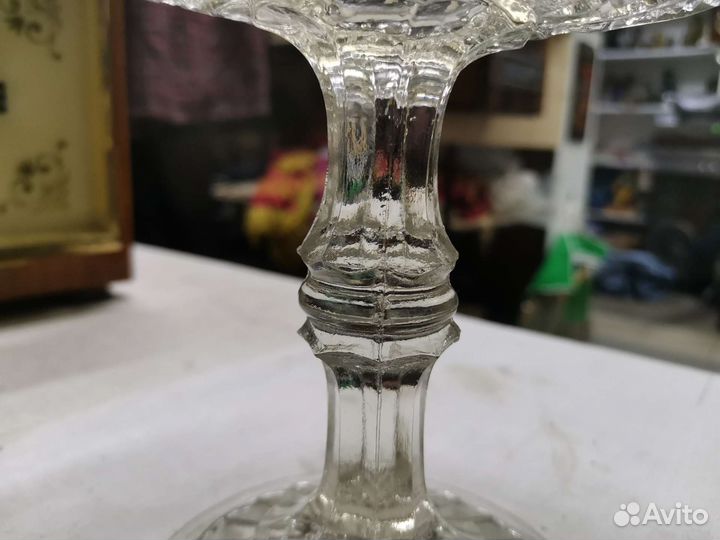 Ваза фруктовница на ножке старинная довоенная (Ч)