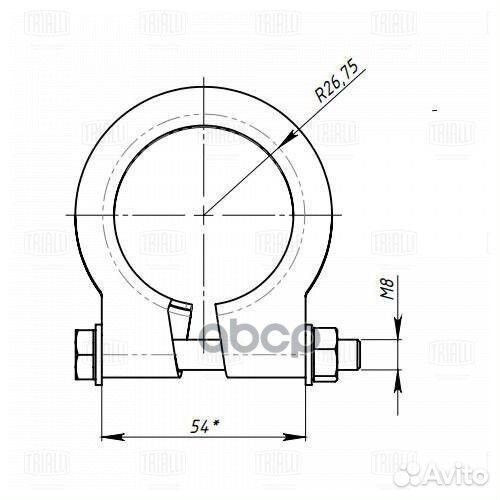 Хомут глушителя кольцевой 54мм. Trialli eclp 54