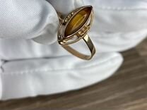 Золотое кольцо СССР с янтарем 20,5 размер
