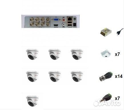 Комплект видеонаблюдения HiWatch 7 камер со звуком