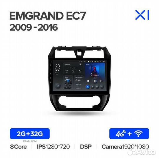 Geely Emgrand EC7 Teyes X1 4G с сим (8 ядер)