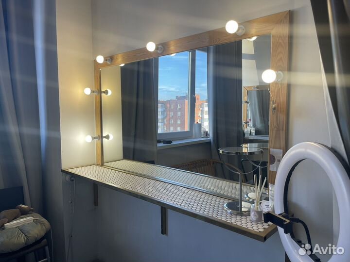 Гримерное зеркало с лампочками бу