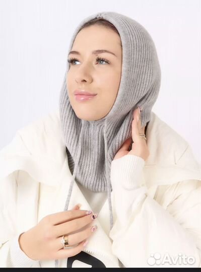 Капор женский демисезонный вязаный капюшон