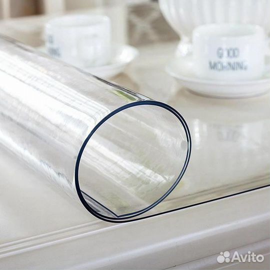 Прозрачная скатерть на стол из пвх (гибкое стекло)