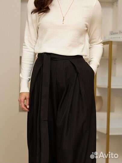 Брюки широкие палаццо черные для офиса