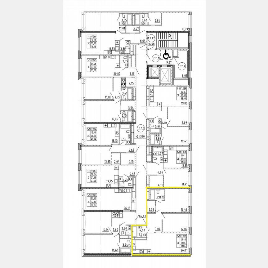 2-к. квартира, 71,9 м², 7/9 эт.