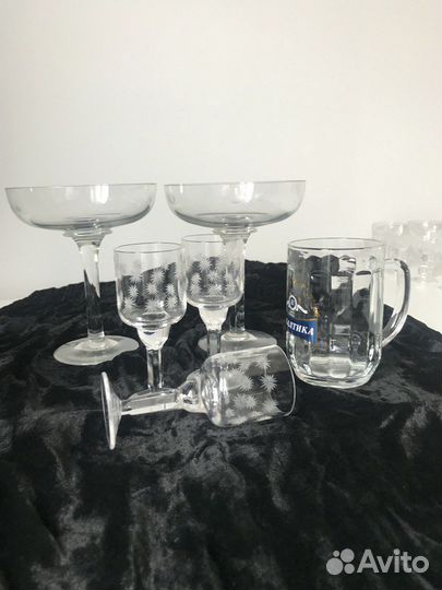 Хрустальная ваза для цветов, рюмки
