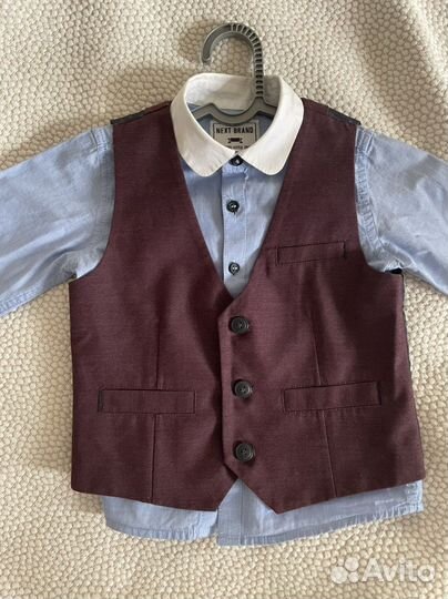Next рубашка и жилетка 92
