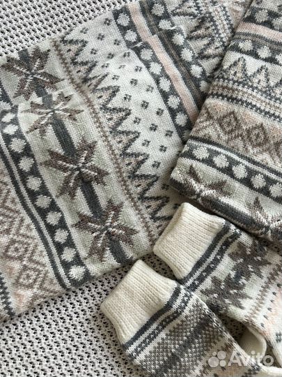 Теплый шарф с перчатками h&m