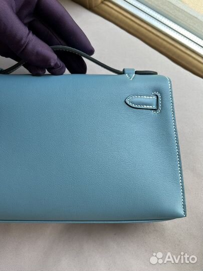 Сумка Hermes Mini kelly pochette blue Jean