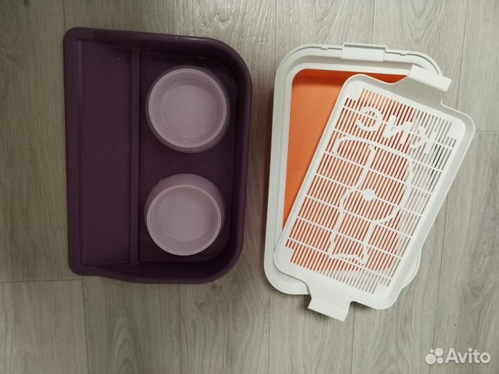 Лоток и миска для кошек