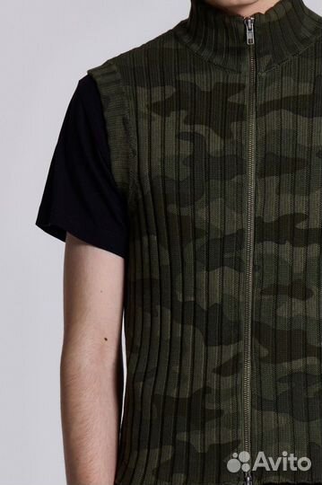 Jaded London Camo Polar Knit Vest