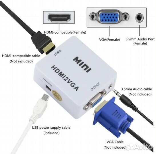 Цифровой конвертер hdmi to VGA с питанием