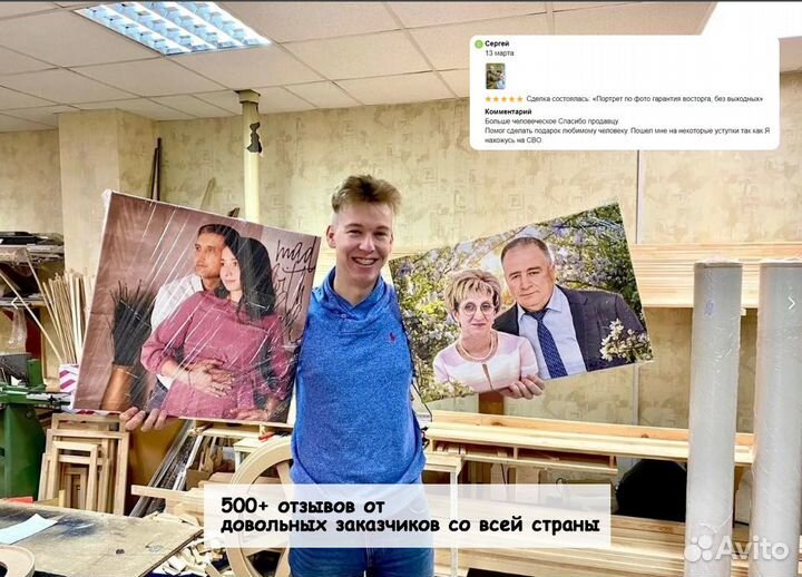 Портрет по фото на холсте подарок Москва