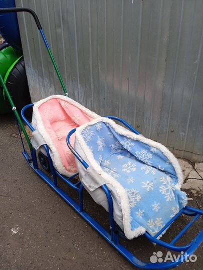 Санки для двойни с колесами