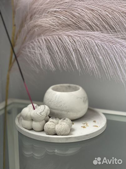 Поднос подсвечник кашпо шкатулка из гипса