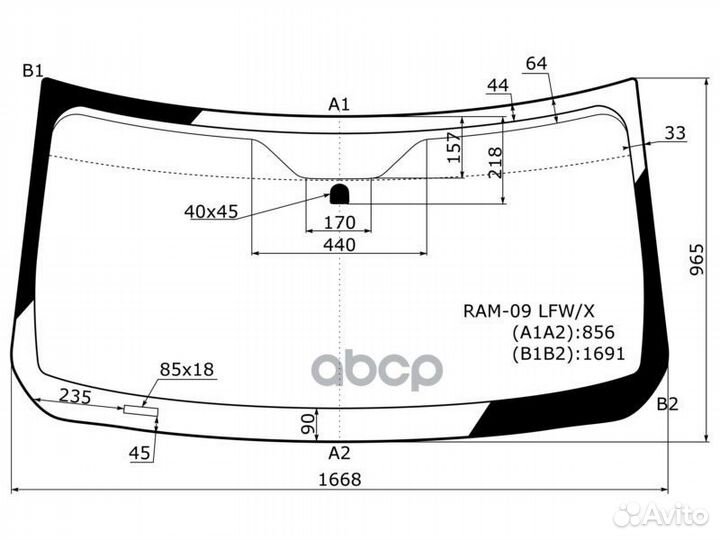 Стекло лобовое Dodge Ram 08-19 RAM-09 LFW/X XYG