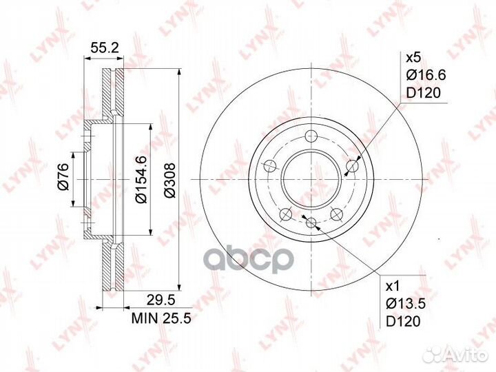 Диск тормозной перед LCV BN1204 lynxauto