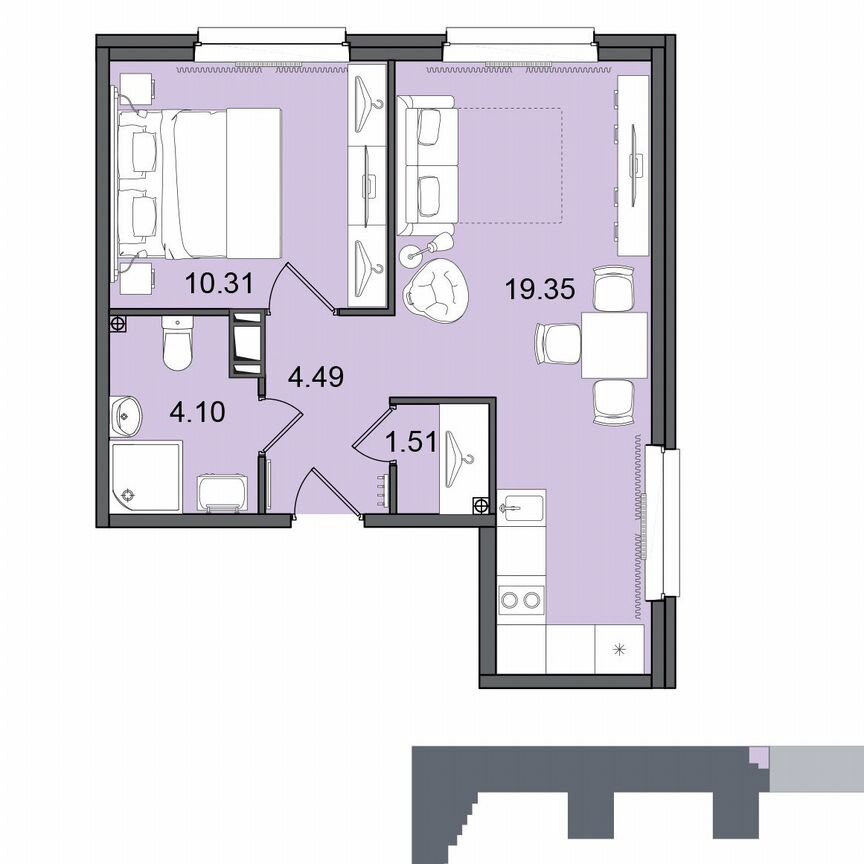 2-к. апартаменты, 38,8 м², 9/29 эт.