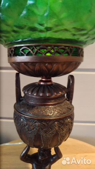 Лампа старинная с зеленым плафоном