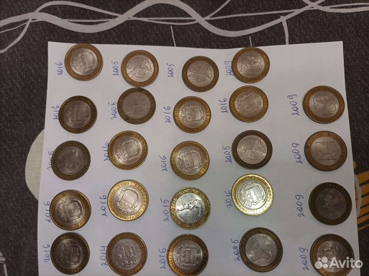 Биметаллические десятирублевые монеты