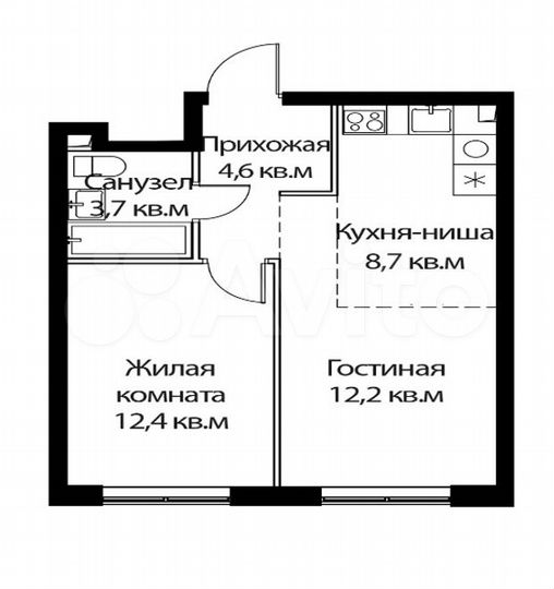 2-к. квартира, 41,6 м², 7/17 эт.