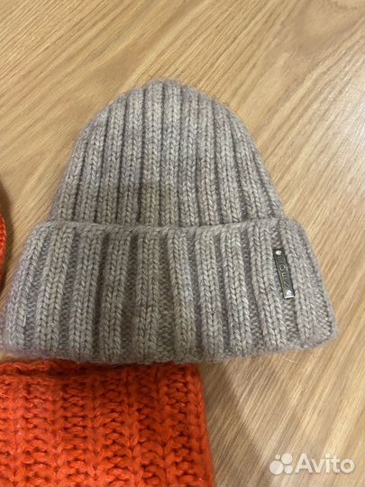 Шапка снуд и варежки женский