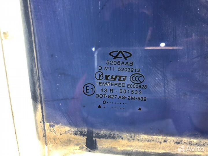 Стекло двери заднее правое Chery M11
